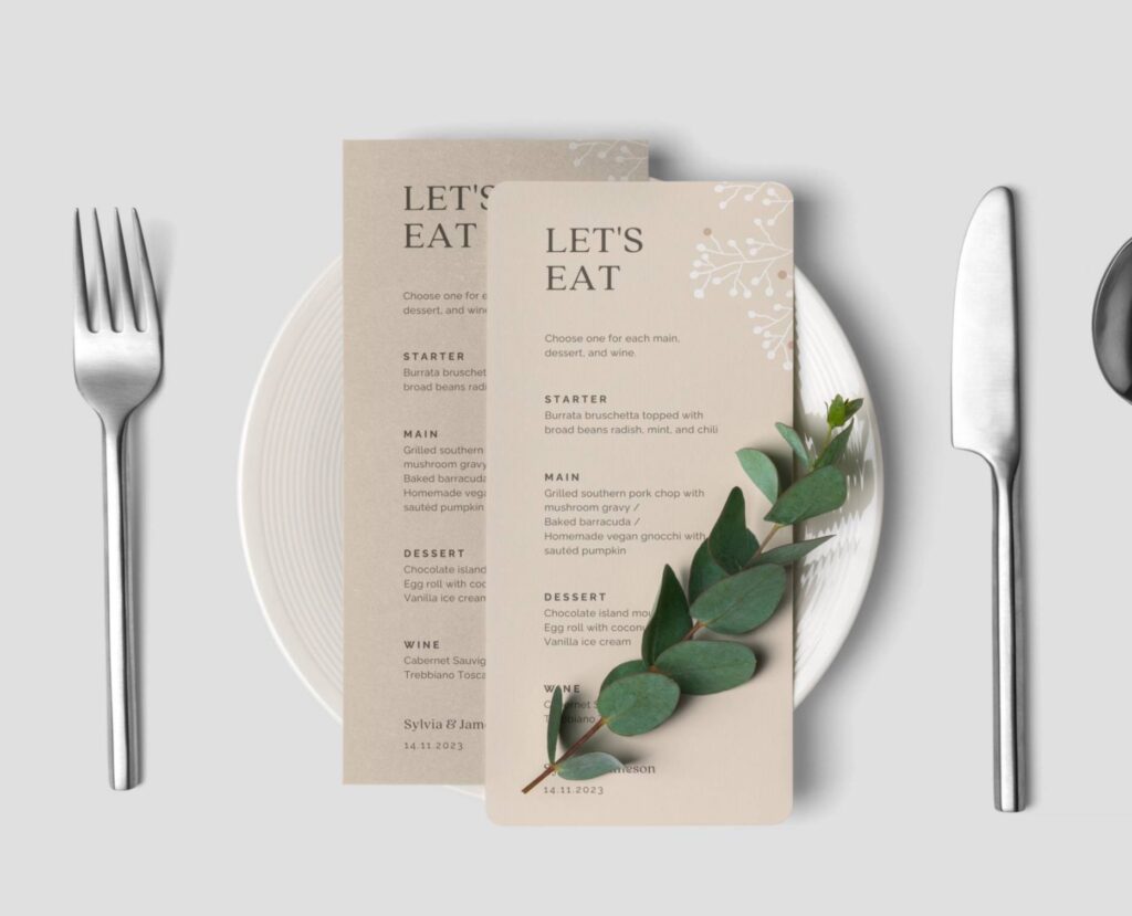 Beige invitation menu