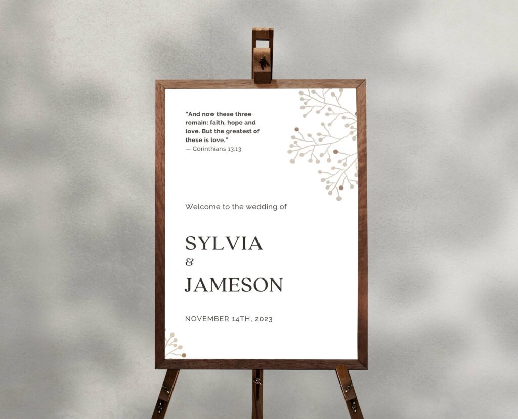 Beige invitation signage