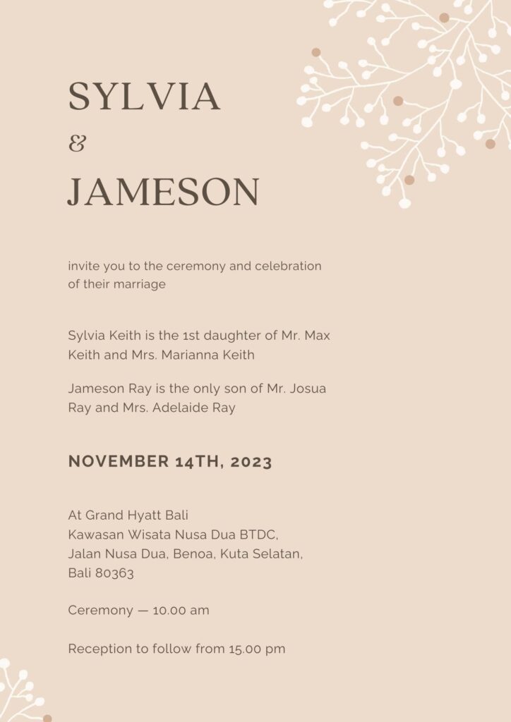 Rustic beige wedding invitation thumbnail