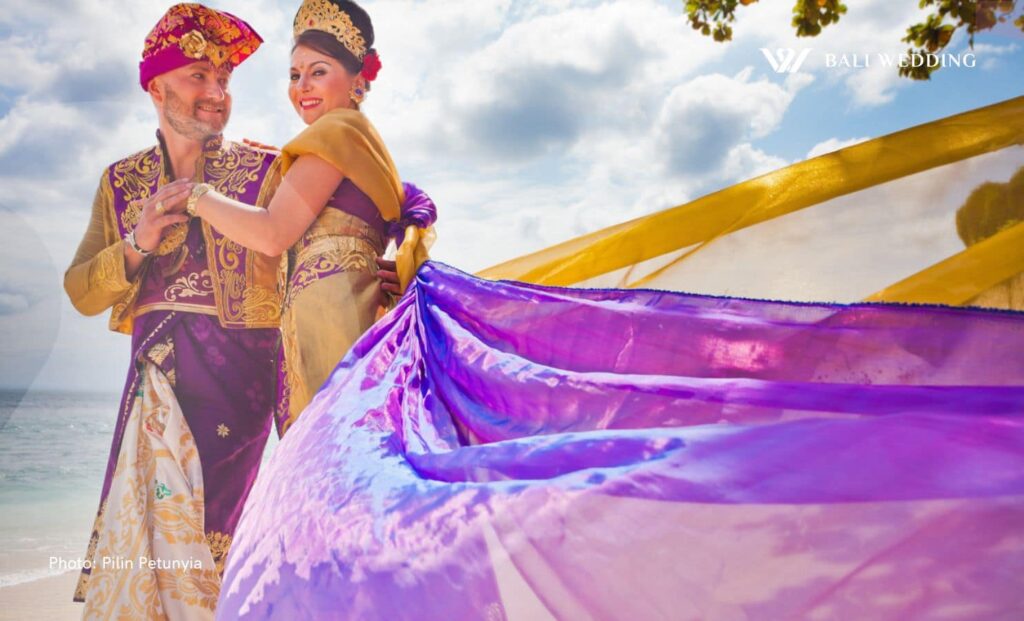 bali wedding ceremony wtih their traditional clothes