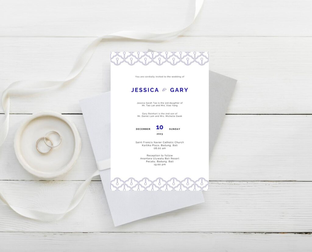 Geometric porcelain invitation