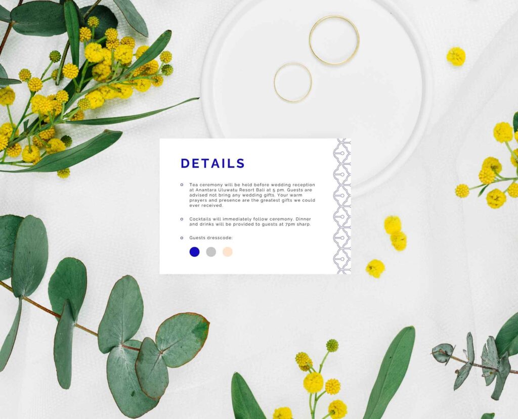 Geometric porcelain invitation details