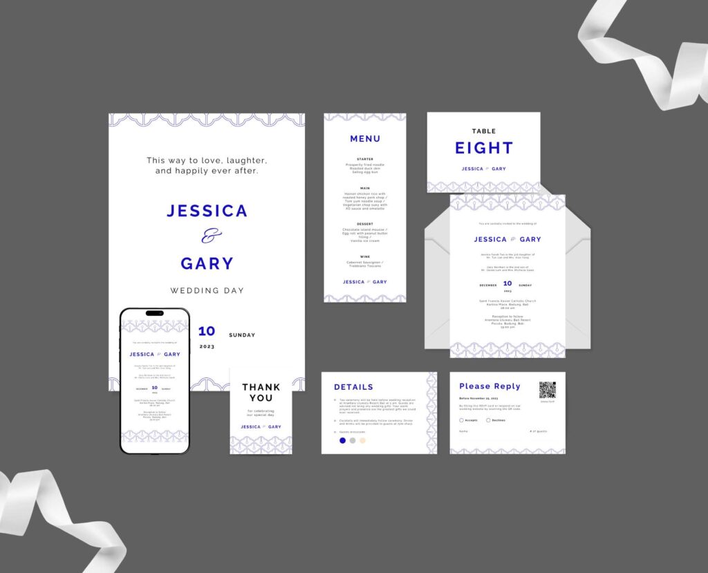 Geometric porcelain invitation mockup
