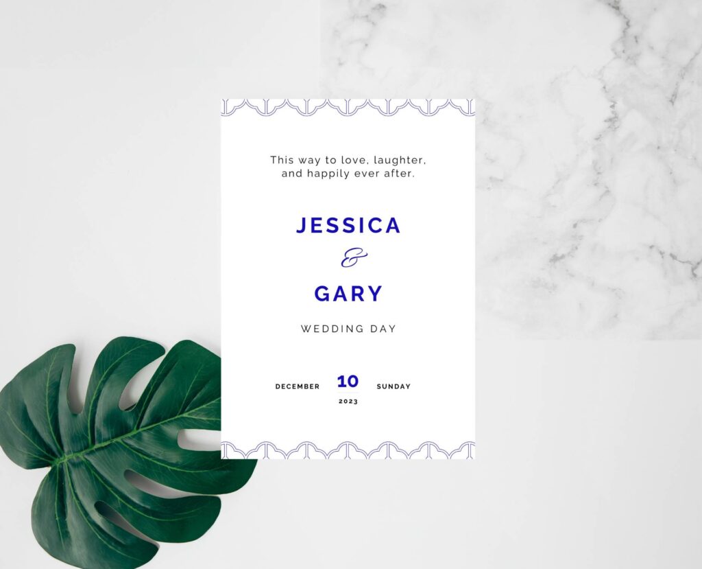 Geometric porcelain wedding invitation