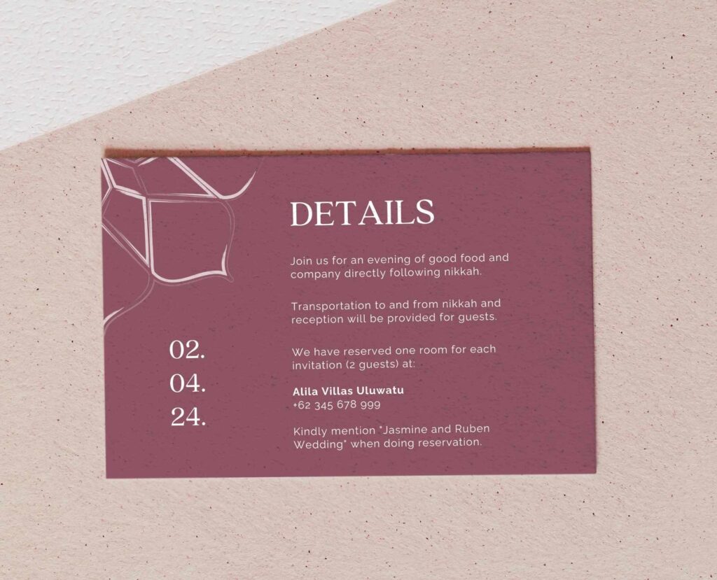 Arabic purple wedding details