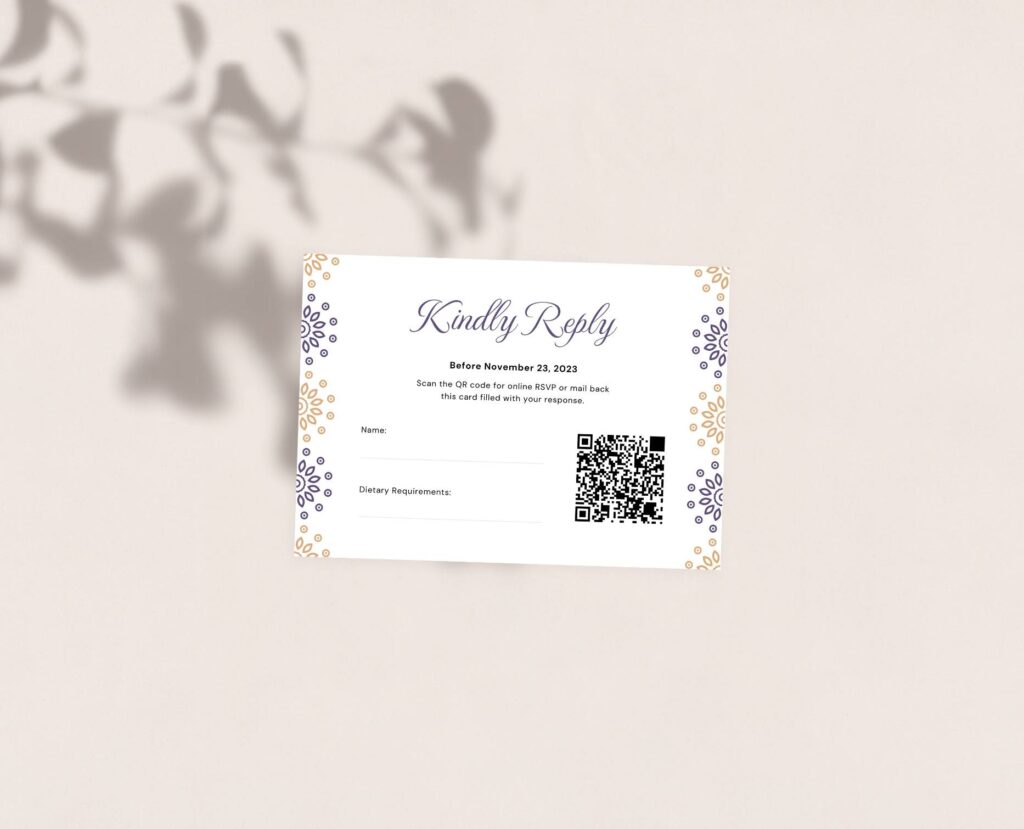 Geometrical mandala purple invitation confirmation