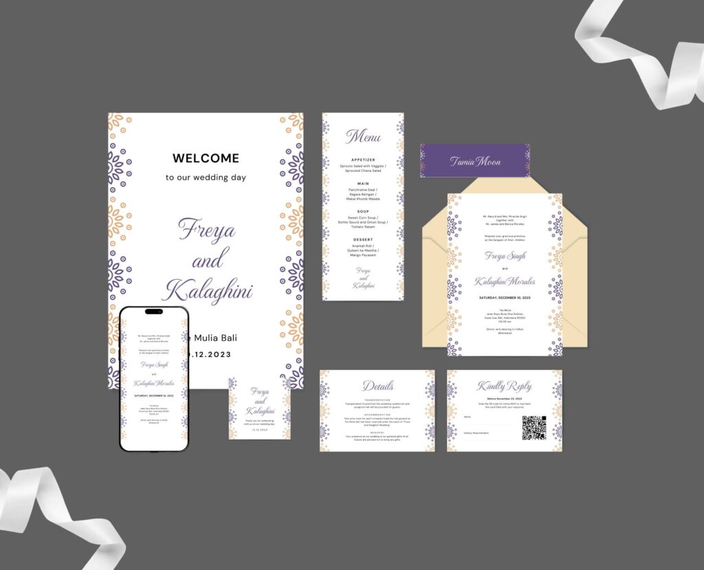 Geometrical mandala purple invitation mockup
