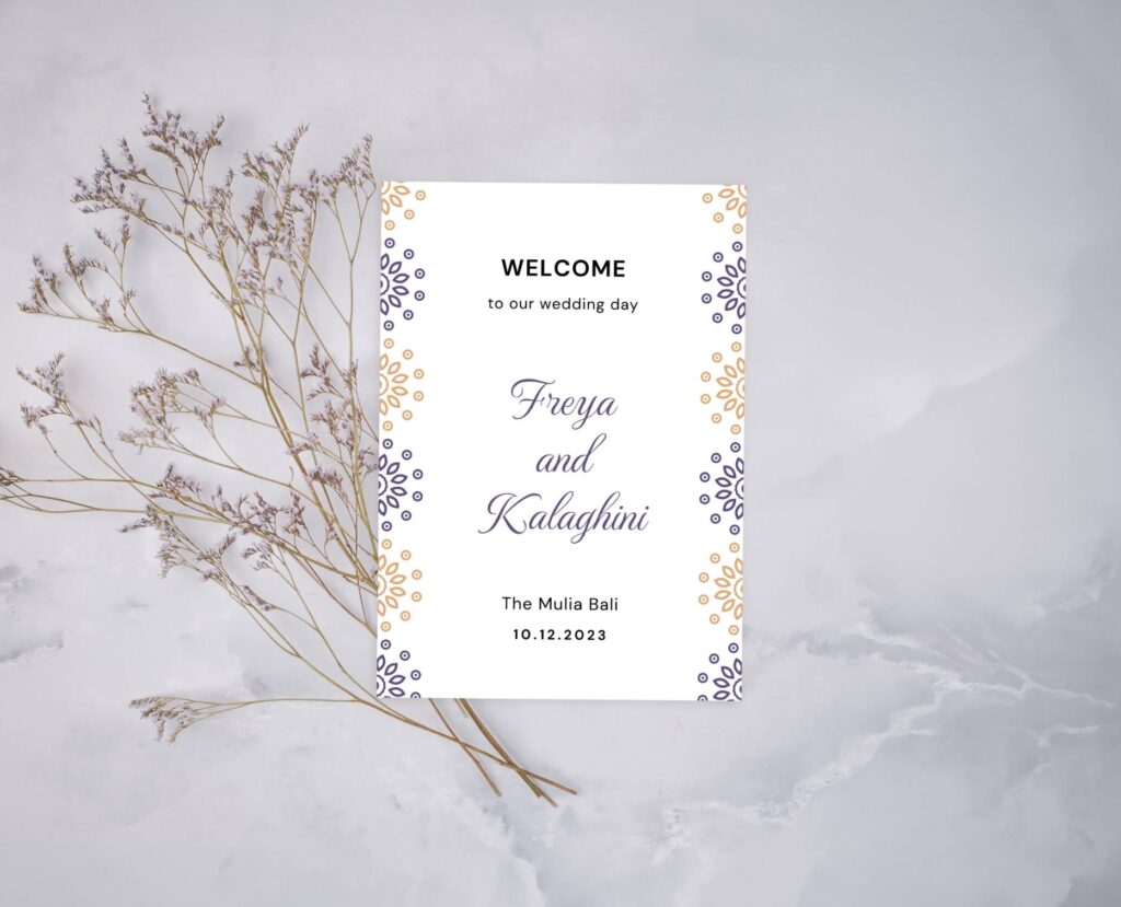 Geometrical mandala purple welcome card