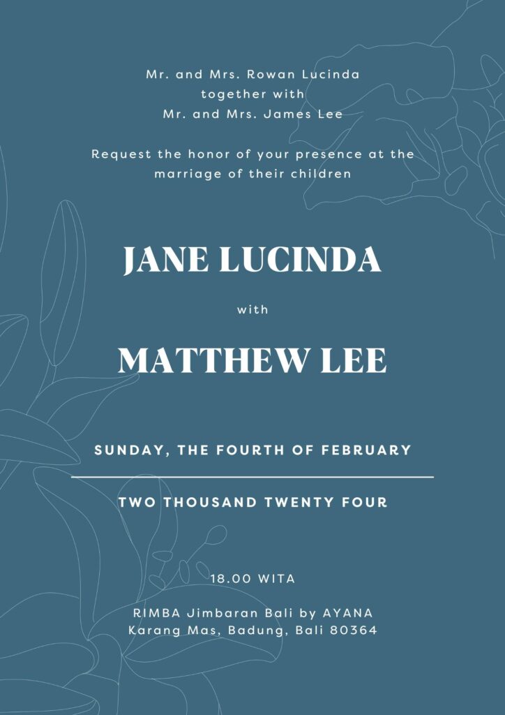 Lily blue invitation cover