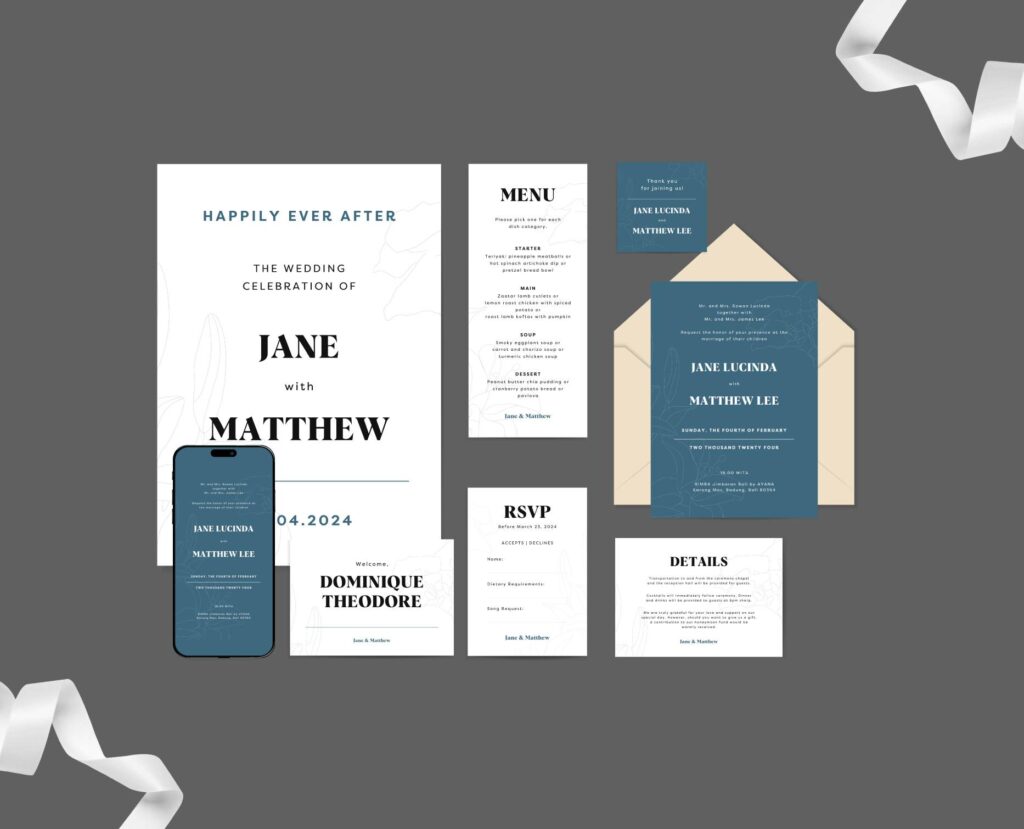 Lily blue invitation mock-up