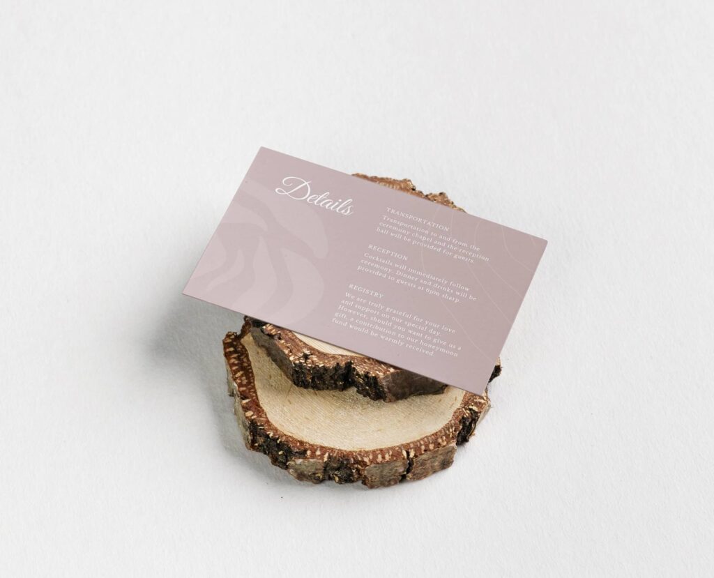 Mauve rose invitation details
