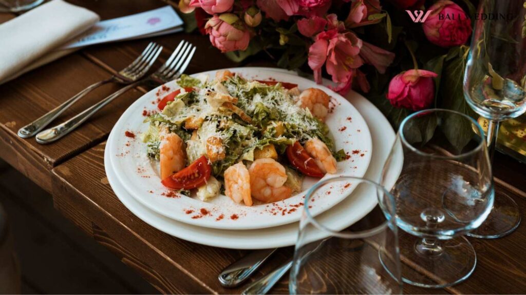 High angle table arrangement with delicious food