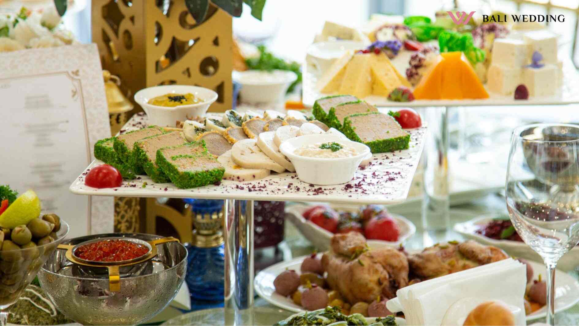 Swedish buffet with various side dishes and fruits