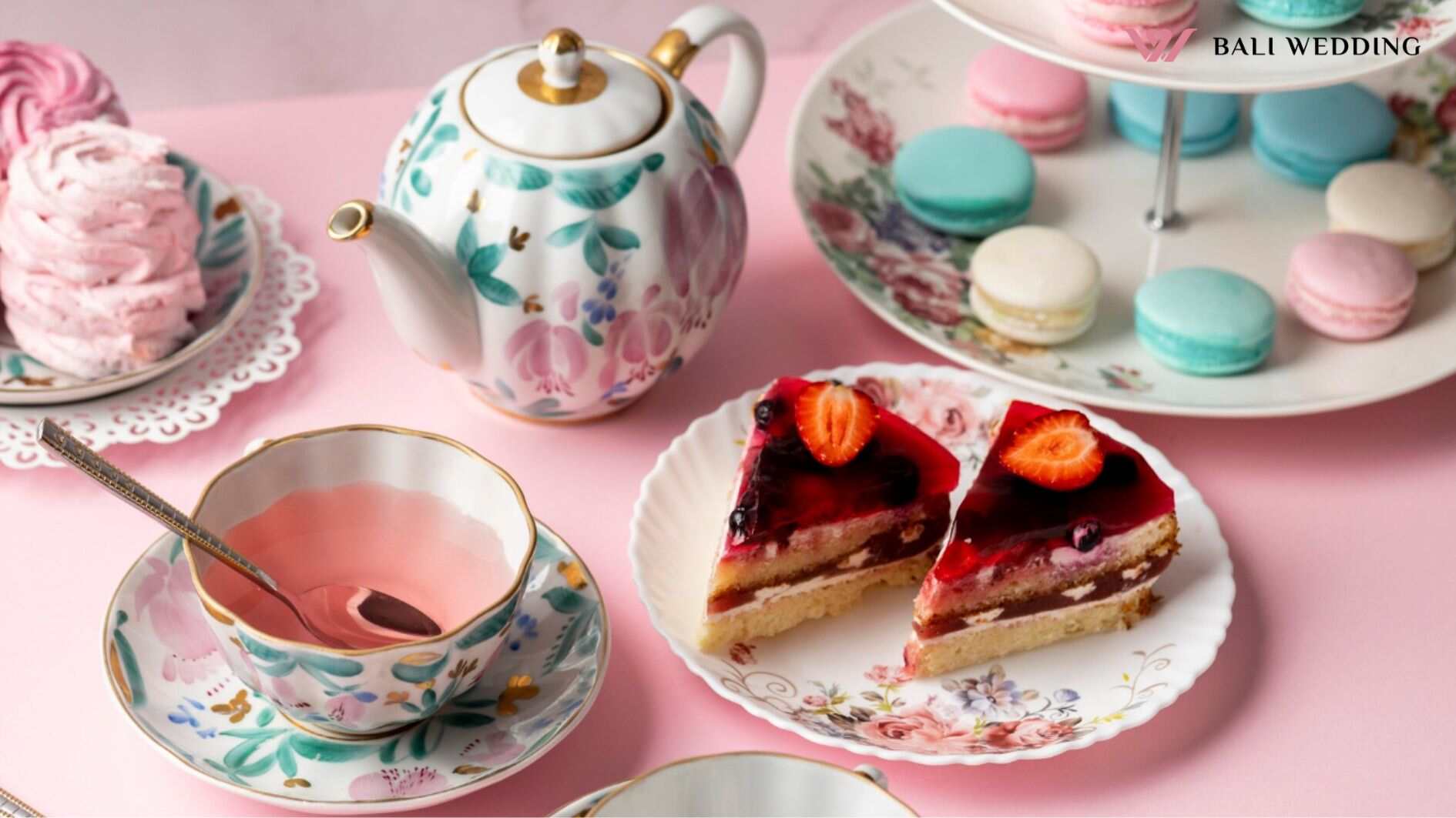 Beautiful tea party composition on a table