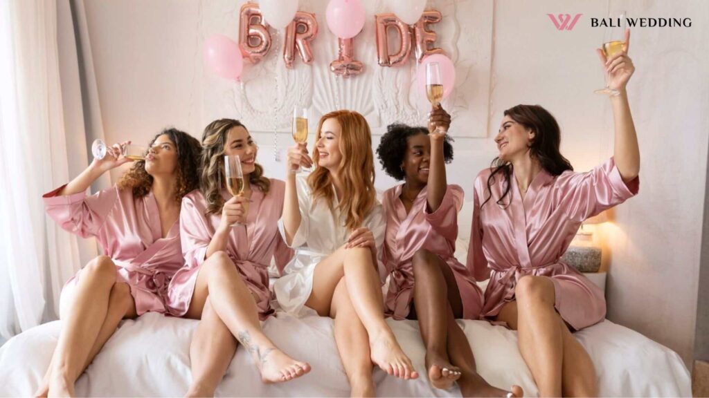 Full shot happy women partying