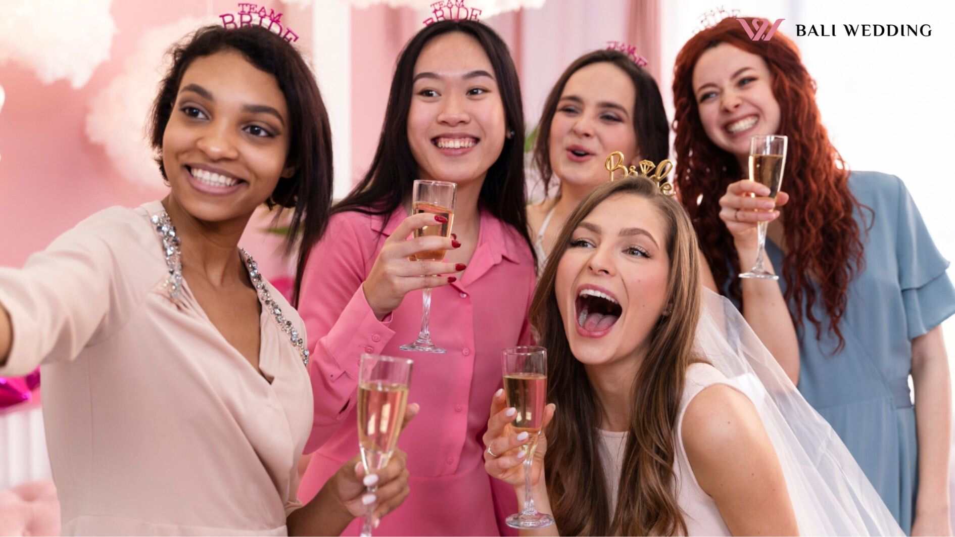 Medium shot happy women taking selfie